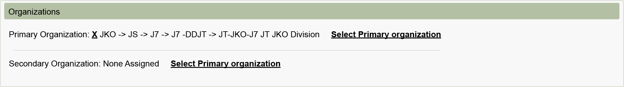 Profile selection for Organization Profile selection for Organization